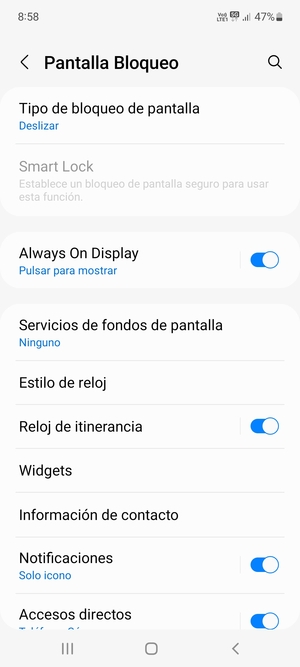 Seleccione Tipo de bloqueo de pantalla