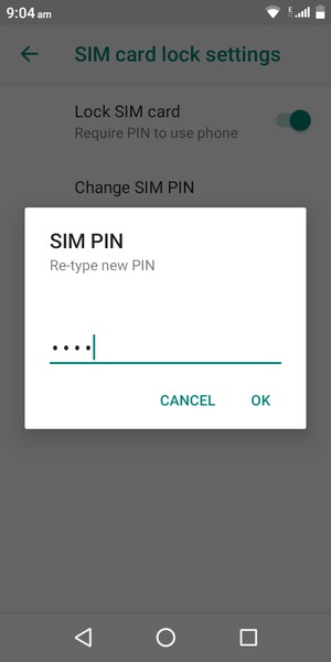 Confirm your new SIM PIN and select OK