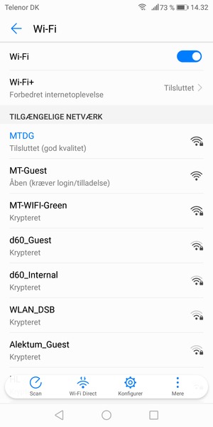 Du er nu tilsluttet Wi-Fi netværket