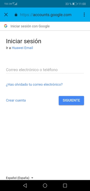 Introduzca su dirección de Gmail y seleccione SIGUIENTE