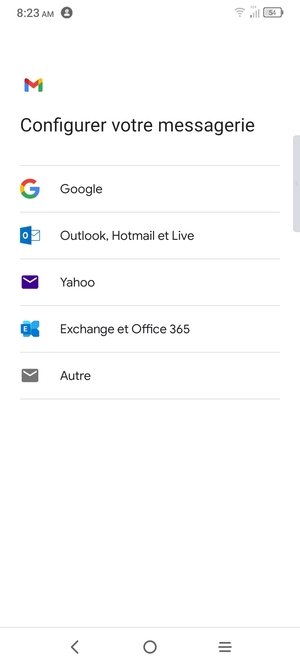 Sélectionnez Outlook, Hotmail et Live