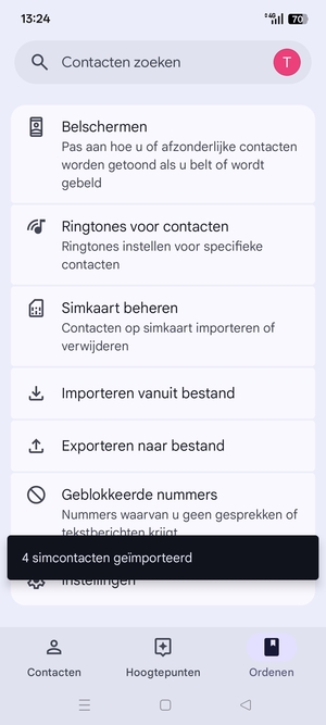 Uw contactpersonen worden opgeslagen naar uw Google-account en naar uw telefoon de volgende keer dat Google gesynchroniseerd wordt.