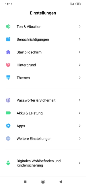 Scrollen Sie und wählen Sie Passwörter & Sicherheit