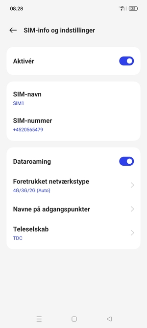Slå Dataroaming til eller fra