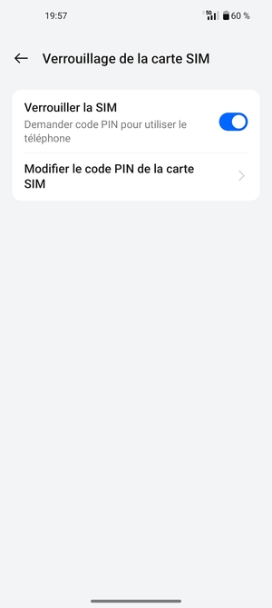 Sélectionnez Modifier le code PIN de la carte SIM