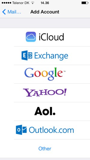 Select Google for Gmail or Outlook.com for Hotmail