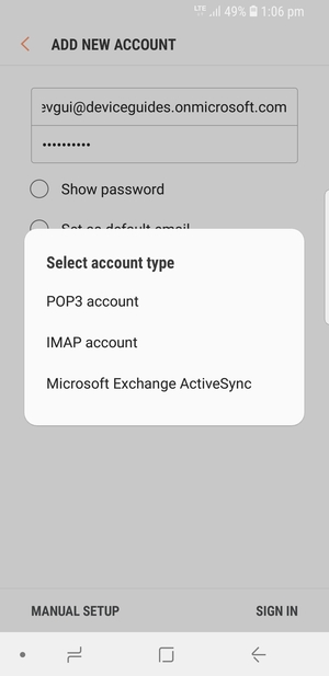 Select Microsoft Exchange ActiveSync