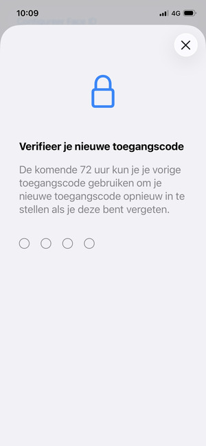 Verifeer je nieuwe toegangscode in