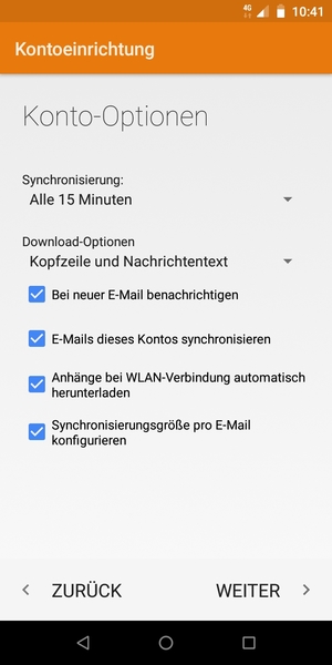 Wählen Sie WEITER