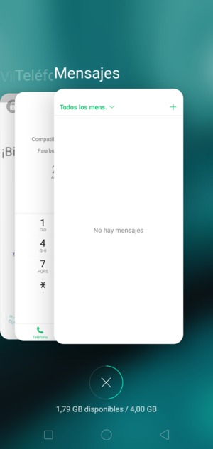 Seleccione el icono Eliminar para cerrar todas las aplicaciones en ejecución