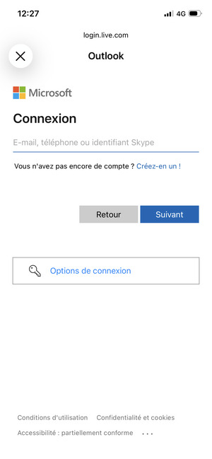 Saisissez votre adresse e-mail et sélectionnez Suivant