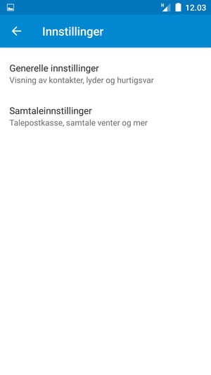 Velg Samtaleinnstillinger