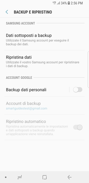 Attiva Backup dati personali