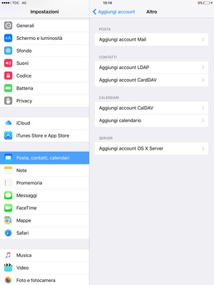 Seleziona Aggiungi account Mail