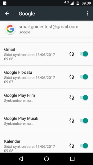 Dine oplysninger vil blive synkroniseret