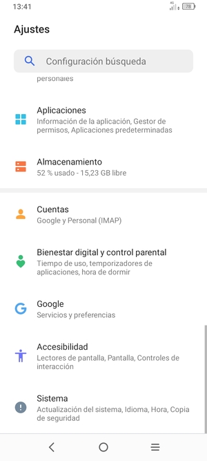 Desplácese y seleccione Cuentas