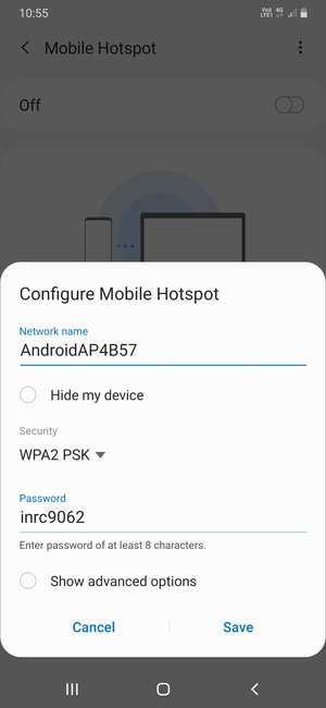 Enter a password of at least 8 characters and select Save
