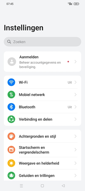 Selecteer Verbinding en delen