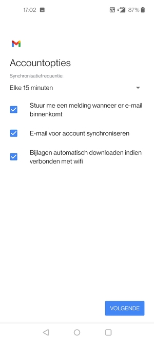 Selecteer VOLGENDE