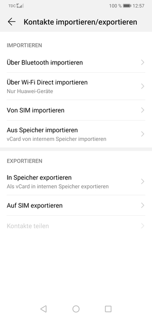 Wählen Sie Von SIM importieren