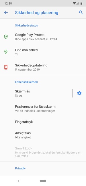 Vælg Skærmlås