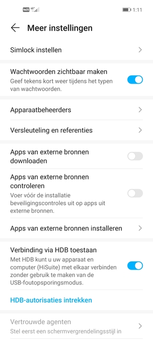 Selecteer Simlock instellen
