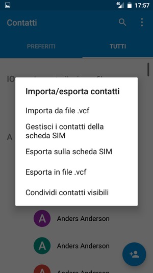 Seleziona Gestisci i contatti della scheda SIM