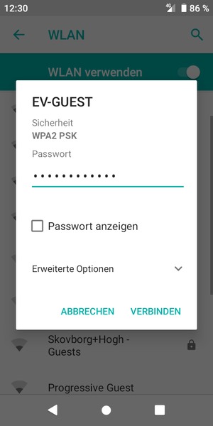 Geben Sie das WLAN-Passwort ein und wählen Sie VERBINDEN
