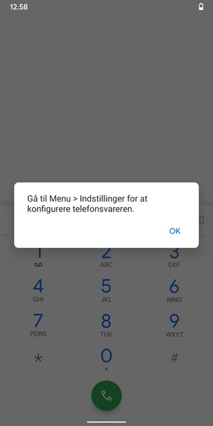 Hvis din telefonsvarer ikke er sat op, vælg OK