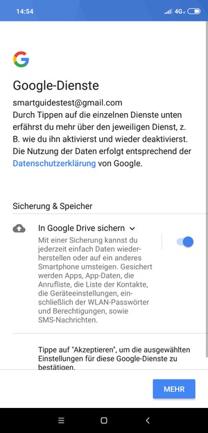 Wählen sie MEHR