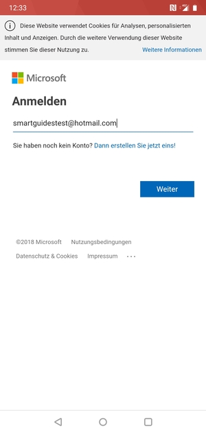 Geben Sie Ihre E-Mail-Adresse ein und wählen Sie Weiter