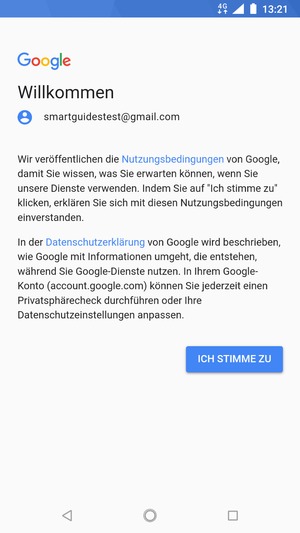 Wählen Sie ICH STIMME ZU