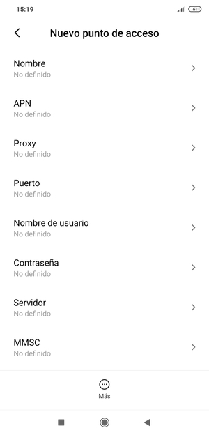 Introduzca la información de MMS