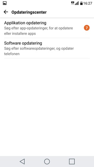 Vælg Software opdatering
