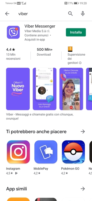 Seleziona l'applicazione