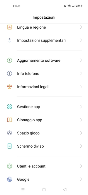 Scorri e seleziona Aggiornamento software