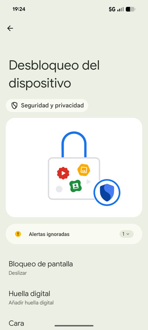 Seleccione Bloqueo de pantalla