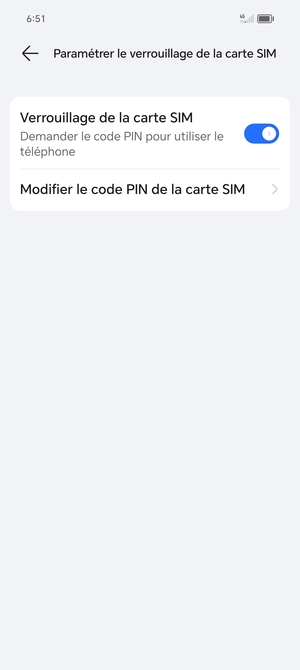 Sélectionnez  Modifier le code PIN de la carte SIM
