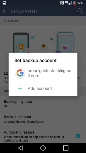 Select your backup account