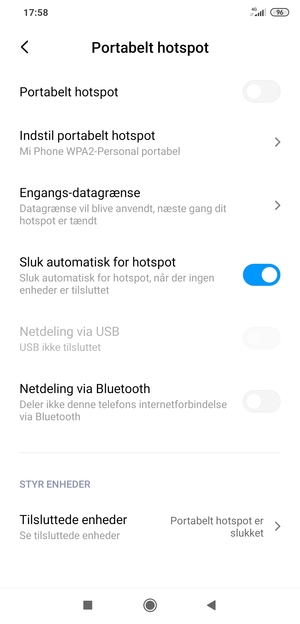 Vælg Indstil portabelt hotspot