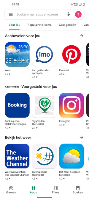 Selecteer de zoekbalk
