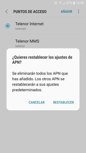 Seleccione RESTABLECER