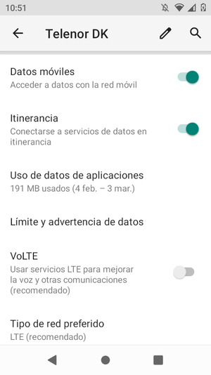 Activar o desactivar Itinerancia