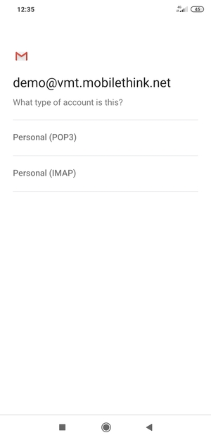 Select Personal (POP3) or Personal (IMAP)