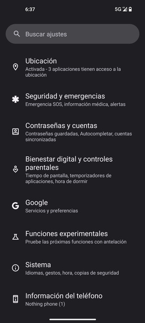 Desplácese y seleccione Sistema