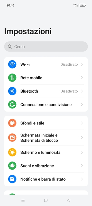 Seleziona Rete mobile