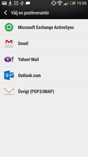Välj Övrigt (POP3/IMAP)