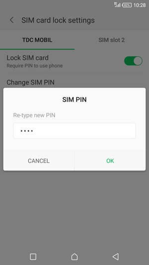 Confirm your new SIM PIN and select OK