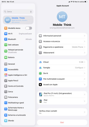 Seleziona Apple Account, iCloud e altro ancora e poi iCloud