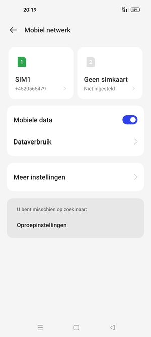Selecteer SIM1 of SIM2